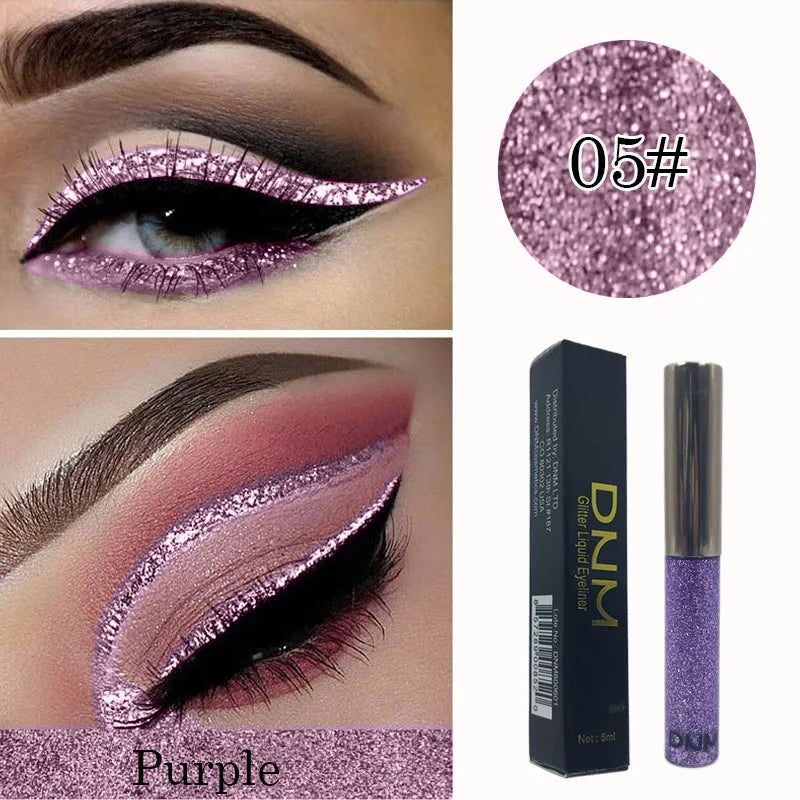 Glitter Eyeliner Vibrant Waterproof Long-Lasting for Flawless Eye Makeup Diamond Shiny Silver Rose Gold Eyeliner Beauty Cosmetic - AMULET RING STORE
