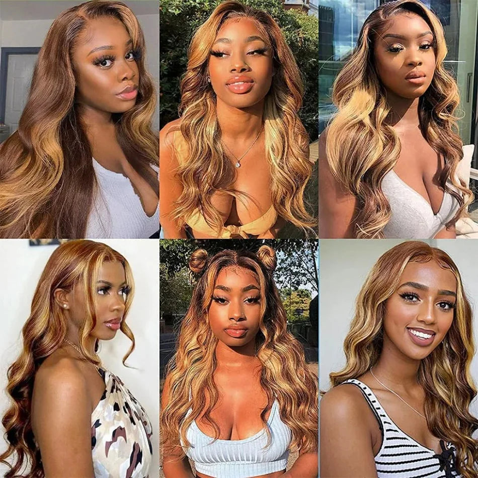 Body Wave Lace Front Wig Colored Highlight Wig Human Hair For Women 13x6 Hd Lace Frontal Wig 30 Inch 13x4 Ombre Brazilian Wigs