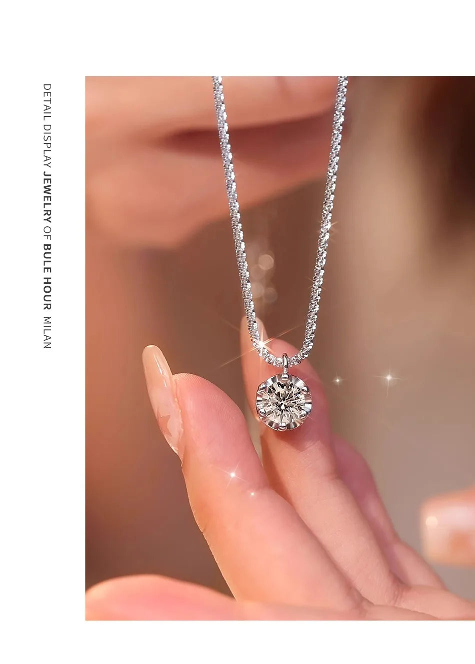 TEN CARATS 0.5-2CT S925 sterling silver Moissanite Women's Necklace Super Sparkly D Color VVS1 Pendant chain plated Jewelry - AMULET RING STORE