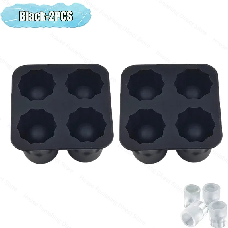 4Cup Shape Silicone Ice Cube Mold Tray for Summer Bar Party DIY Cold Drinks Kitchen Essential Ice Cup Maker Compartment Mold - AMULET RING STORE