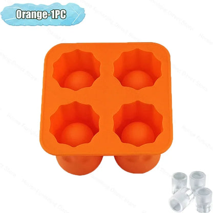 4Cup Shape Silicone Ice Cube Mold Tray for Summer Bar Party DIY Cold Drinks Kitchen Essential Ice Cup Maker Compartment Mold - AMULET RING STORE