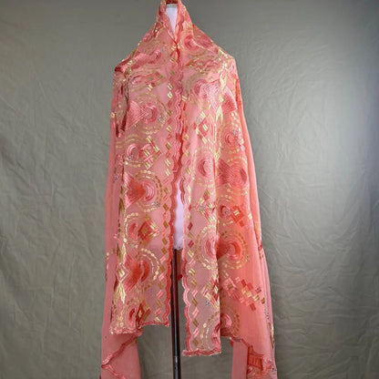 Sale 2025 New Dubai Islam Embroidered Shawl Soft Wool Jersey Hijab for Muslim Women Long Style New African Net for Spring Summer - AMULET RING STORE