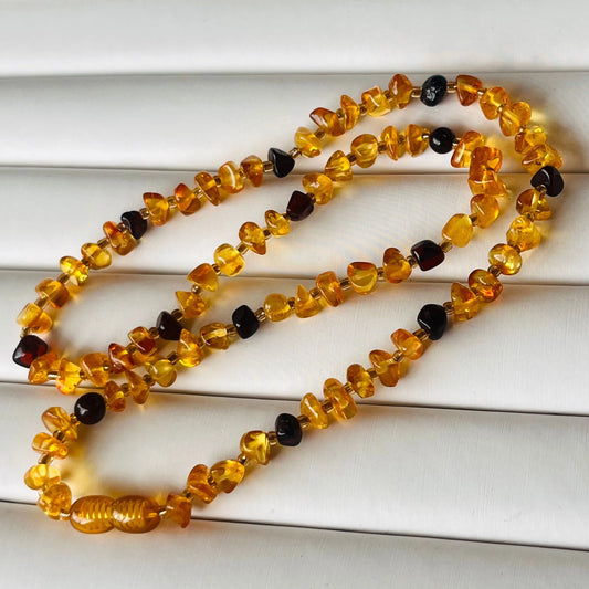 Natural Amber Necklace Chokers Women Healing Gemstone Fine Jewelry Genuine Baltic Amber Tumbled Stone Beaded Necklaces