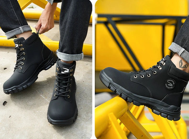 High-top PU anti-smash anti-puncture breathable safety shoes - AMULET RING STORE