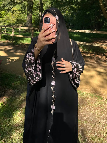 Muslim Women Dubai Abaya luxury embroidery Floral Long Dress Kaftan Flower Ramadan Robe Femme Islam African Dresses Kebaya - AMULET RING STORE