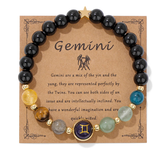 12 Zodiac Signs Bracelet Men Gemini Scorpio Sagittarius Obsidian Tiger Eye Stone Beads Bracelets for Women Constellation Jewelry