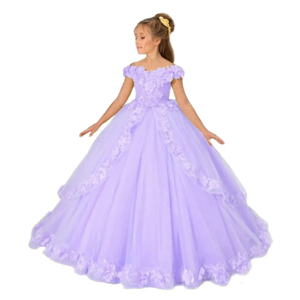 Customize Yellow Flower Girl Dresses Beading Appliqued Pageant Birthday For Girls First Communion Dresses Kids Prom Dresses