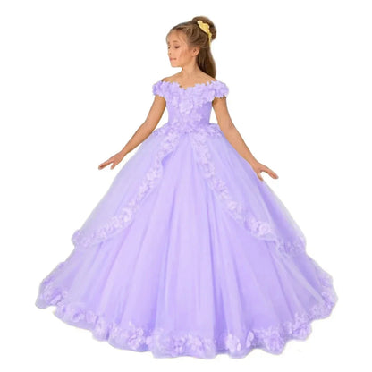 Customize Yellow Flower Girl Dresses Beading Appliqued Pageant Birthday For Girls First Communion Dresses Kids Prom Dresses