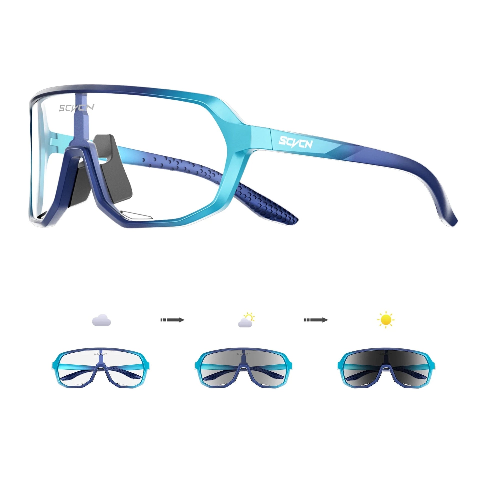 SCVCN Photochromic Cycling Glasses Men Women Clear Sports Sunglasses UV400 Protection for Cycling Running Baseball mtb