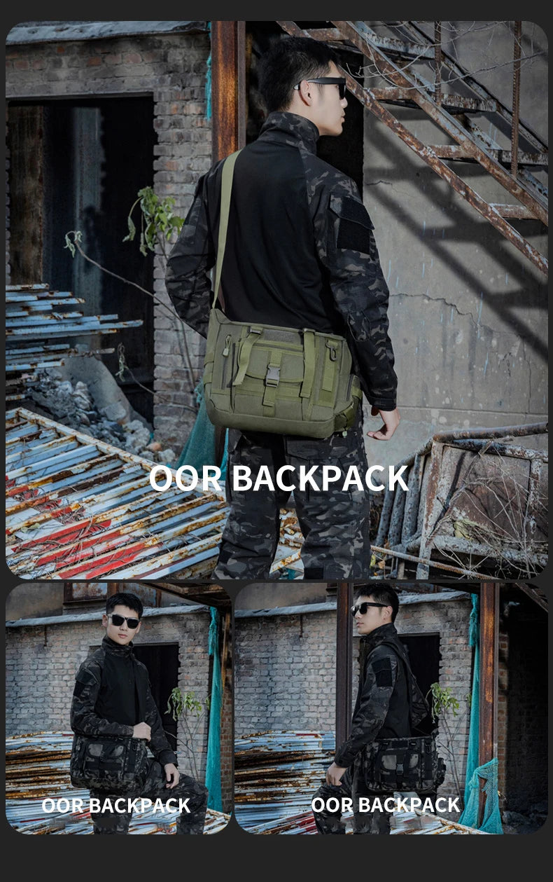 Men Camouflage Shoulder Bag Tactical Fishing Camping Tote Trekking Climbing Bags Large Multi-Pocket Travel Laptop Messenger Pack