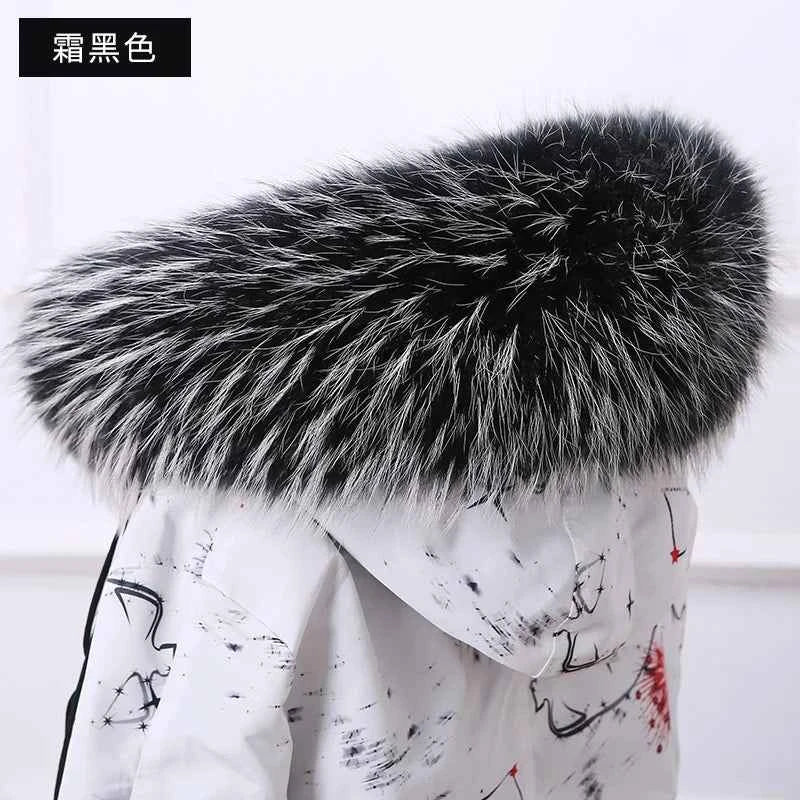 Raccoon Fur Collar 100% Real Fur Fashion Scarves For Ladies Neck Warmer Women Winter Natural Fur Scarf Decor White Fur Scarf