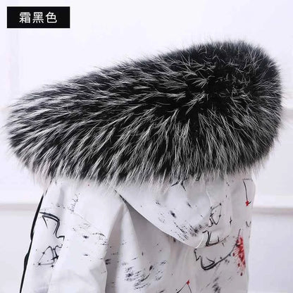 Raccoon Fur Collar 100% Real Fur Fashion Scarves For Ladies Neck Warmer Women Winter Natural Fur Scarf Decor White Fur Scarf