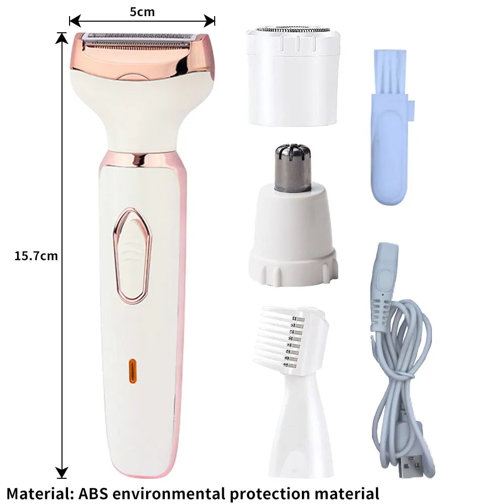 5 In 1 Electric Shaver for Women Painless Eyebrow Razor Bikini Trimmer Cordless Womens Body Shaver Facial Hair Remover Depilador - AMULET RING STORE