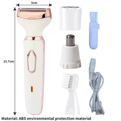 5 In 1 Electric Shaver for Women Painless Eyebrow Razor Bikini Trimmer Cordless Womens Body Shaver Facial Hair Remover Depilador - AMULET RING STORE
