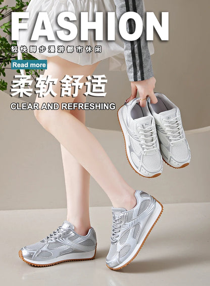 Women's Colorblock Casual Sneakers, Lace Up Soft Sole Platform Casual Shoes, Low-top Walking Comfy Shoes in holiday - AMULET RING STORE