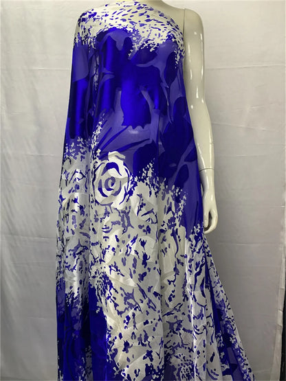 Nigerian Silk Fabrics French Lace Tulle Scarf Burnt-Out Silk Dirac African Fabrics