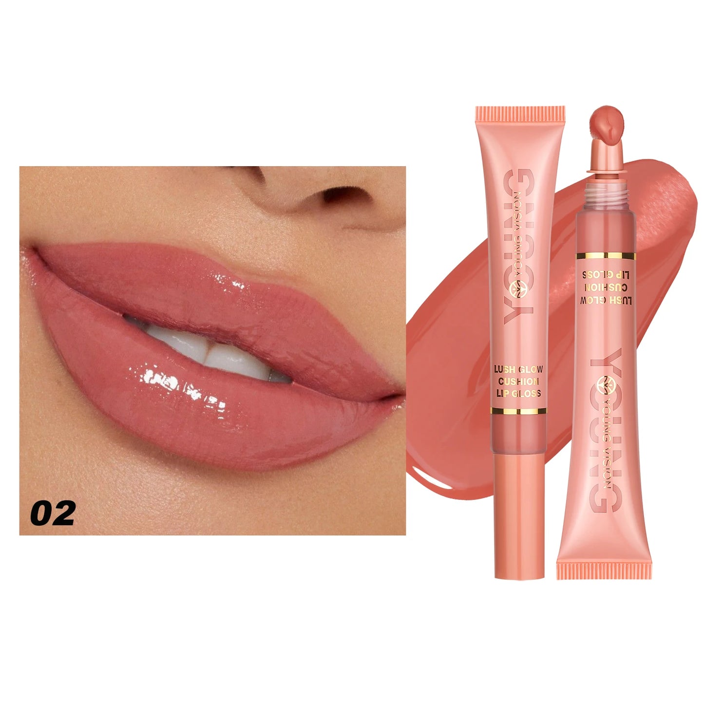 YOUNG VISION 6 color Liquid Water Brightening Lip Color Plush Brush Head Squeezing Lip Color Moisturizing Lip Glaze - AMULET RING STORE
