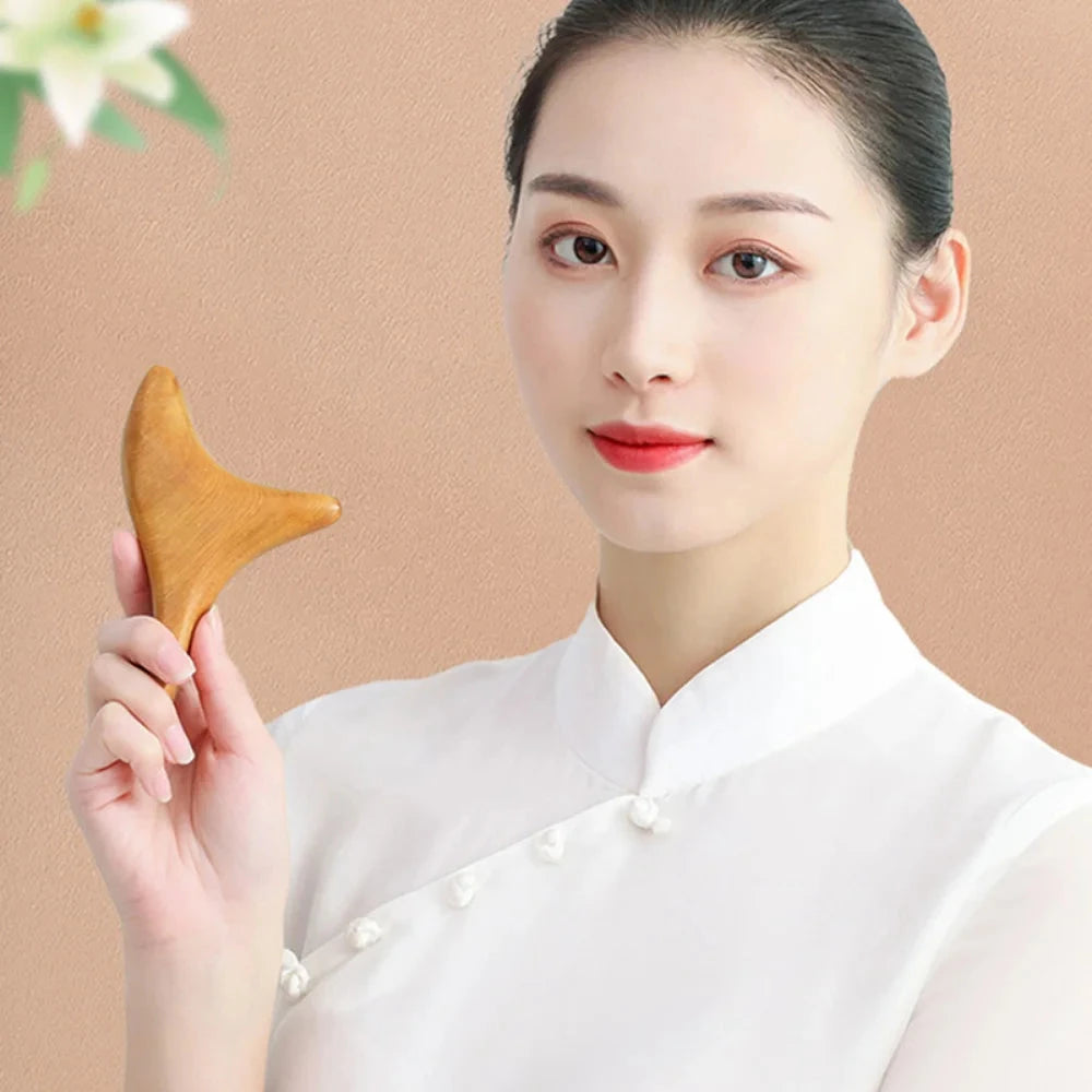 Nature Wood Trigonometric Massage Cone Wooden Lymphatic Massage Stick Face Hand Foot Body Massager Gua Sha Board Acupuncture Pen - AMULET RING STORE