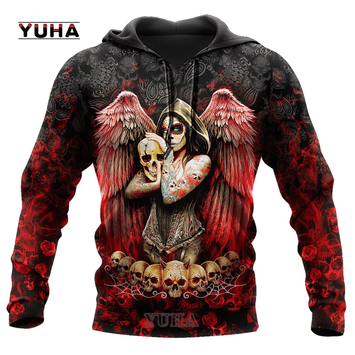 Dark Red Skull Tattoo 3D All Over Printed Men's Hoodie & Sweatshirt Spring and Autumn Unisex Hoodies Casual Sportswear - AMULET RING STORE