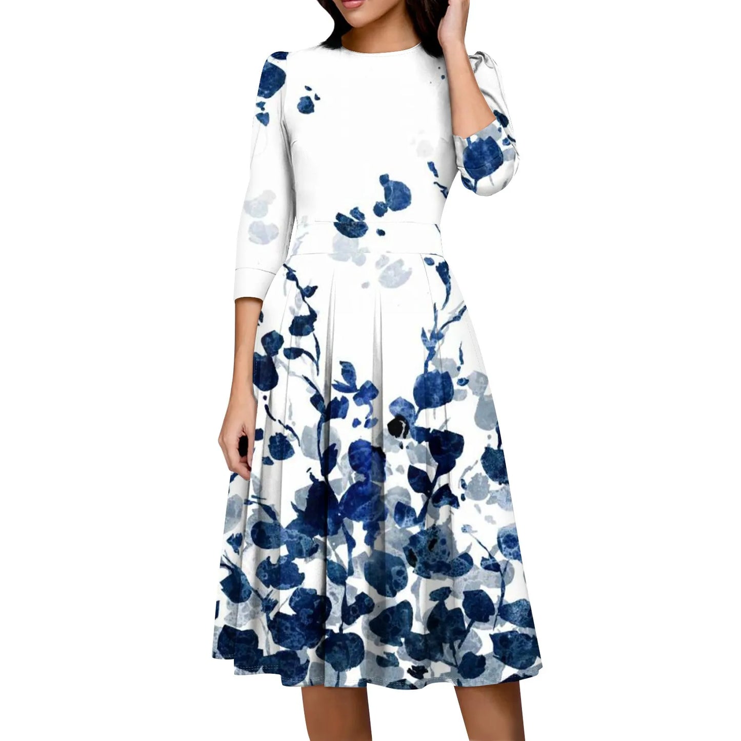 Traf Women 2025 Women'S Casual And Fashionable 3/4 Sleeve Pocket With Back Zipper Dress