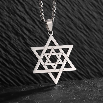 Judaism Stainless Steel Star of David Devil Eye Angel Seal Pendant