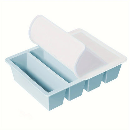 1/4pcs Large Rectangular Ice Cube Mold Set with Lid Stackable Freezer Trays for Bottles Beverages Long Cubes Mould Kitchen Items - AMULET RING STORE