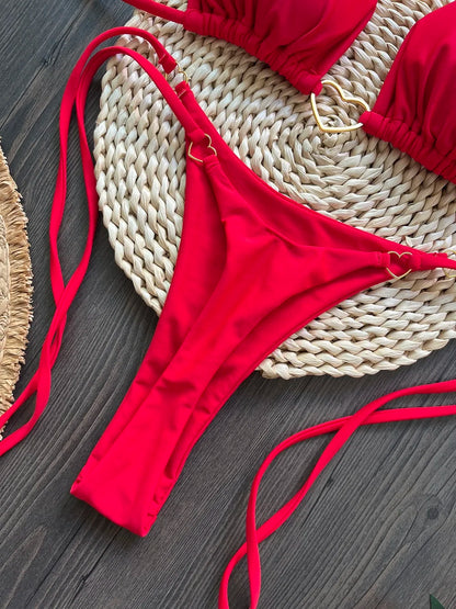 RUOTONSEPT Sexy Halter Solid color Bikini Set Women's Swimsuit Two-piece Triangle Thong Swimwear Bathing Suit Brazilian Biquinis - AMULET RING STORE