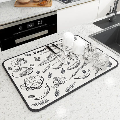 Large Kitchen Super Absorbent Mat Coffee Dish Draining Mat Drying Mat Quick Dry Bathroom Drain Pad Kitchen Faucet Placemat - AMULET RING STORE