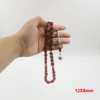 Gemstone Tasbih Natural Brazil Red Agate stone Islamic misbaha bracelet prayer bead turkish fashion Gift eid Muslim accessories
