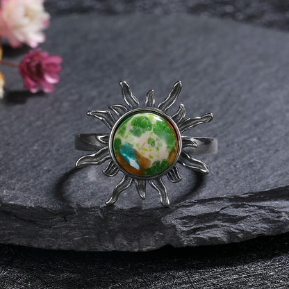 Vintage Natural Emperor Stone Ring S925 Silver Retro Hollow Luxury Fine Jewelry Wedding Gift for Women - AMULET RING STORE