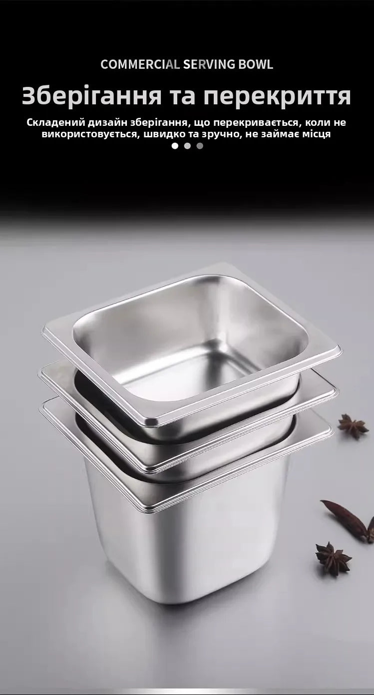Stainl Steel Rectangular Covered Small Seasoning Box Food Container Thermal Rectangular Basin for Restaurant Kitchen - AMULET RING STORE
