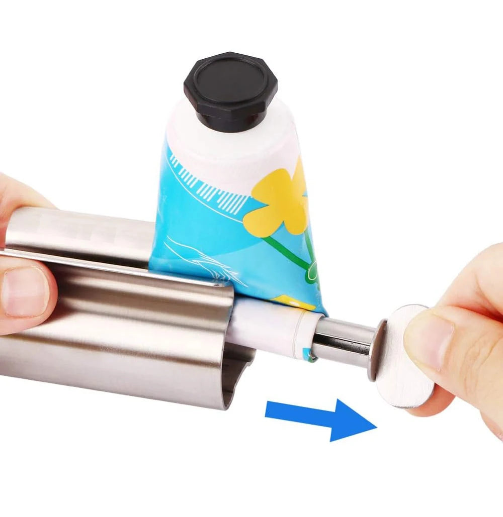Bathroom Accessories Toothpaste Squeezer Tube Roller Stainless Steel Wringer Roller Rotate Dispenser for Ointments Cosmetics - AMULET RING STORE