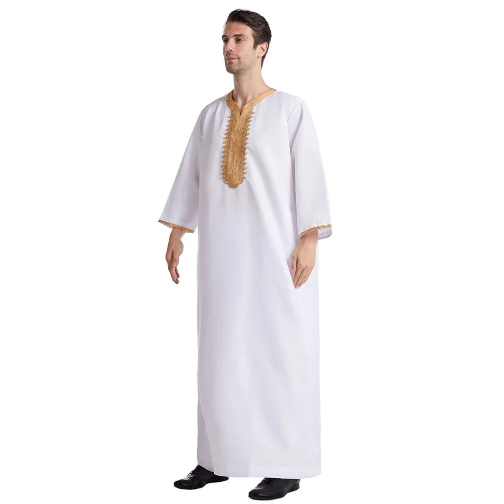 Middle Eastern Style Arrival! Spring-Summer Short-sleeve Embroidered Robe, Large-size Men's Ethnic Clothing for Ultimate Comfort