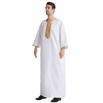 Middle Eastern Style Arrival! Spring-Summer Short-sleeve Embroidered Robe, Large-size Men's Ethnic Clothing for Ultimate Comfort