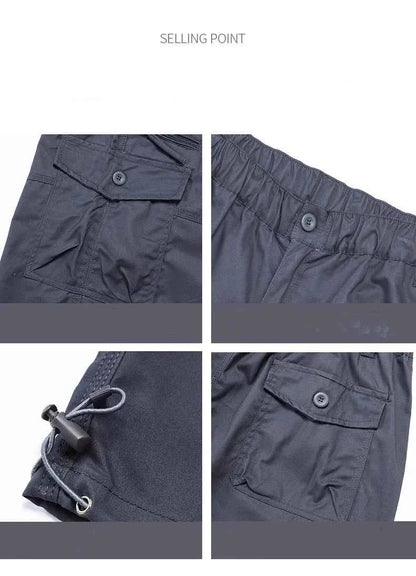 Summer Men's Cargo Shorts Loose Casual Below Knee Pants Elastic Waist Plus Size Outdoor Jogging Tactical Capri Pants