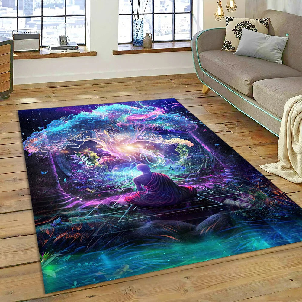 Naturalize Yoga Zen Meditation Rainbow 7 Chakra Carpet Rug for Home Living Room Bedroom Sofa Doormat Decor,Area Rug Non-slip Mat