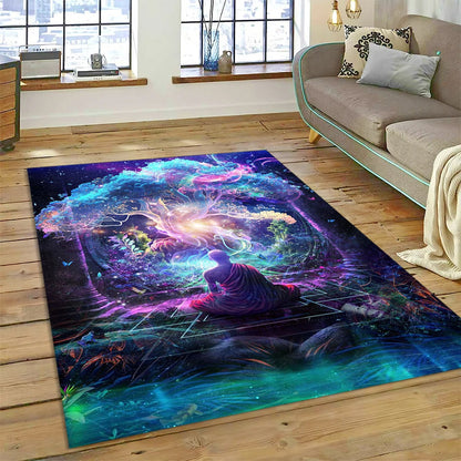 Naturalize Yoga Zen Meditation Rainbow 7 Chakra Carpet Rug for Home Living Room Bedroom Sofa Doormat Decor,Area Rug Non-slip Mat