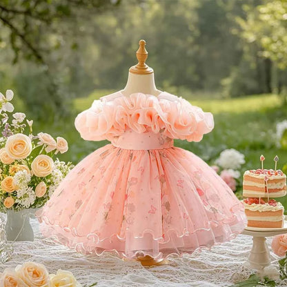 Baby Christening Dress Lace Pageant Christening Dress for Flower Girl Formal Suitable for Birthday Party and Wedding Elegant