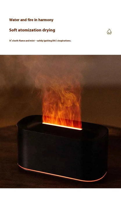 New style seven-color aromatherapy machine, bedroom essential oil aromatherapy lamp, wood grain flame humidifier, desktop cracke