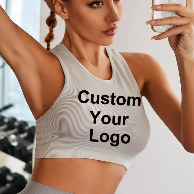 Sleeveless Tank Tops Tees Women Custom Your Logo Solid Casual Fashion Crop Top Ladies High Street Tie Up Croptop Summer Fitness - AMULET RING STORE