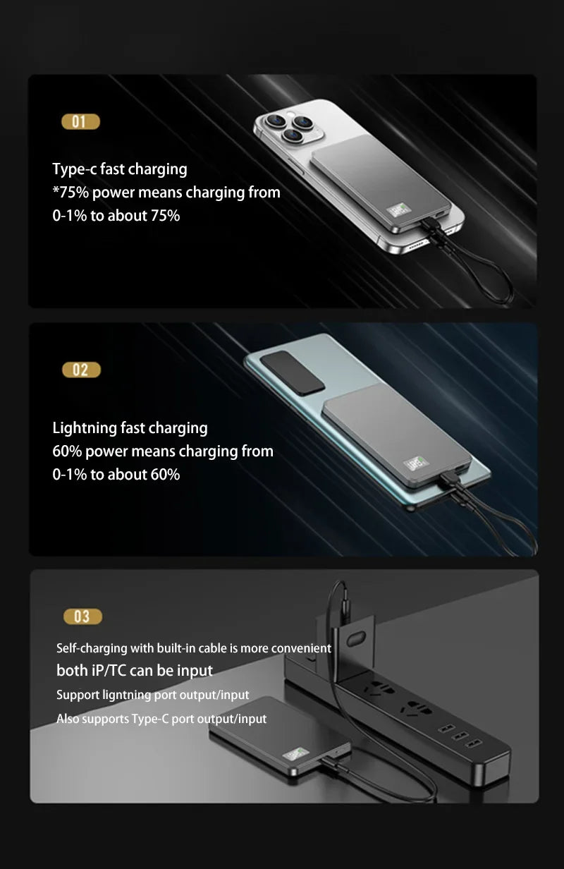 Oneplus Magsafe Power Bank Fast Charging Portable Ultra-thin Magnetic Wireless Digital Display Power Bank Usb Type C Lightning - AMULET RING STORE