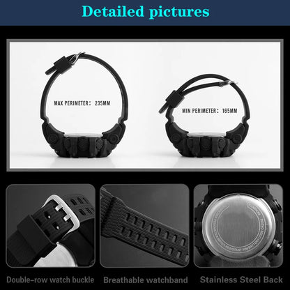 Fashion Men's Watch Sports Electronic Wristwatch Large dial Multifunctional Waterproof Luminous Alarm Kids Male's Military Watch - AMULET RING STORE