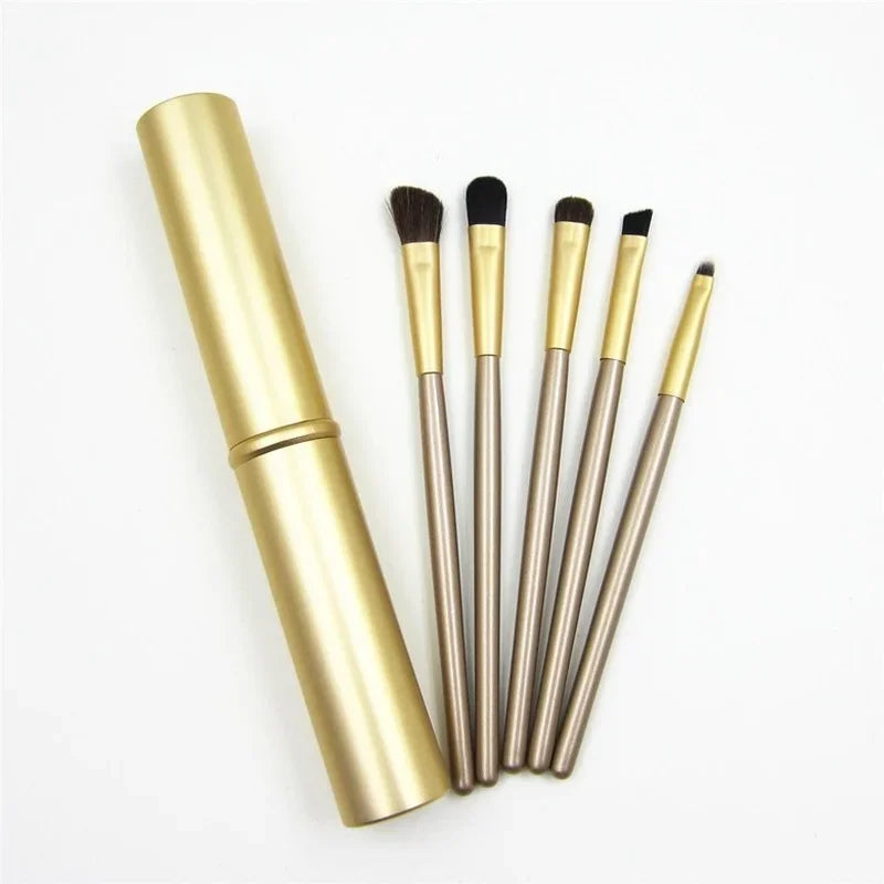5pcs Professional Travel Portable Mini Eye Makeup Brushes Set Smudge Eyeshadow Eyeliner Eyebrow Brush Lip Make Up Brush Kit - AMULET RING STORE