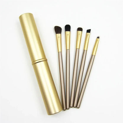 5pcs Professional Travel Portable Mini Eye Makeup Brushes Set Smudge Eyeshadow Eyeliner Eyebrow Brush Lip Make Up Brush Kit - AMULET RING STORE
