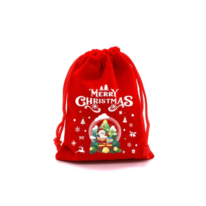 1PC Red Christmas Velvet Bags Drawstring Pouch Candy Gift Bag Bracelet Earrings Necklaces Jewelry Packaging Storage Bags - AMULET RING STORE