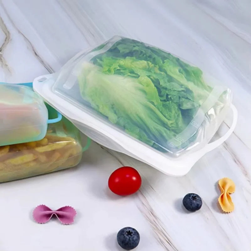 Silicone Zipper Bag,Kitchen Fresh-keeping Bags for Fruits and Vegetables,Portable Self-sealing Storage Bag for Daily Necessities - AMULET RING STORE