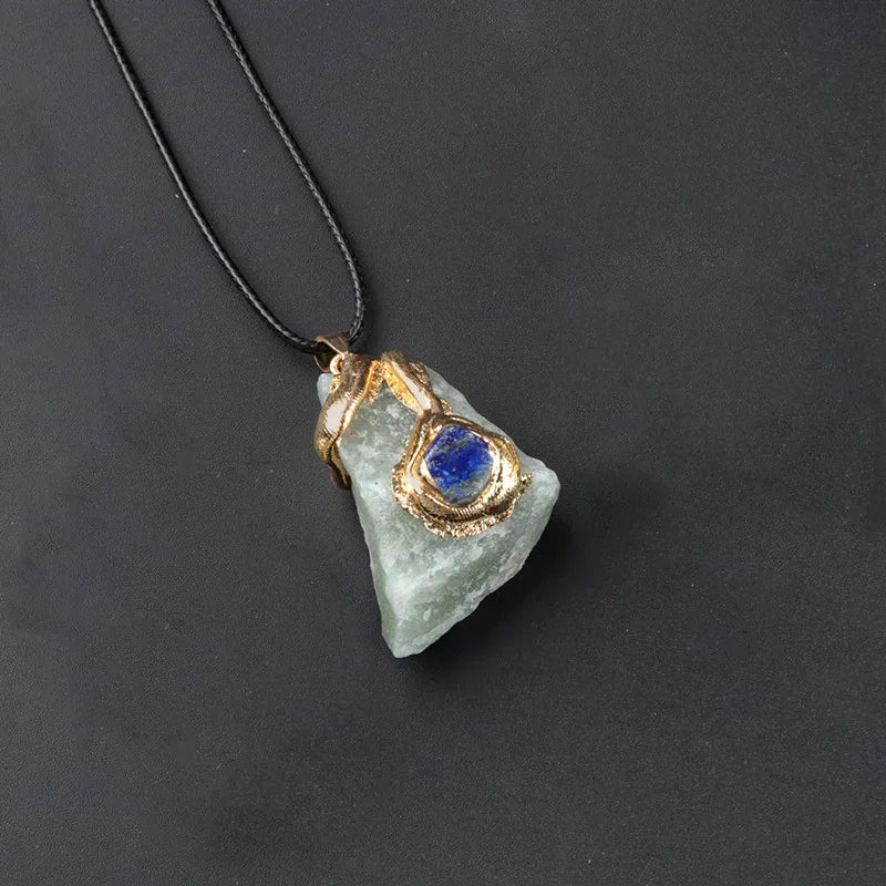 Natural Stone Gold Plated Pendant Necklace Irregular Gilt snake shape Crystal Link Healing Crystals Stone Necklaces For Women