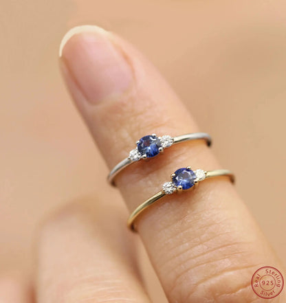 100% 925 Sterling Silver 3 Color Hot Sale Simple Color Ice Crystal Sapphire Ring Female zircon Rings For Women gold color Jewelr