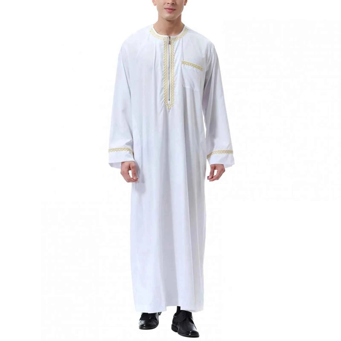 Muslim Fashion Men Jubba Thobes Arabic Pakistan Dubai Kaftan Abaya Robes Islamic Clothing Saudi Arabia Black Long Blouse Dress