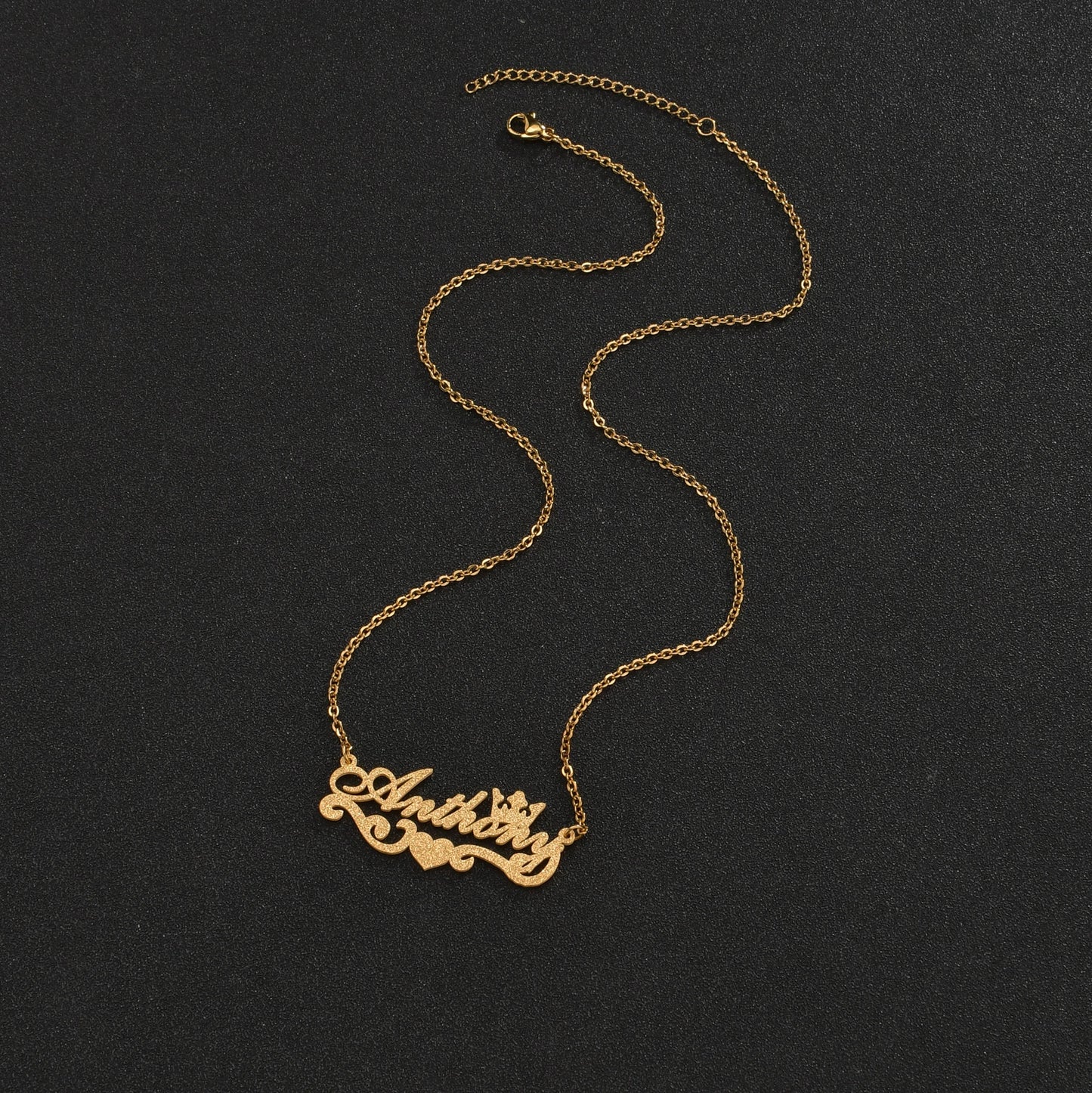 Atoztide Trendy Custom Frosted Name Letter Necklace Stainless Steel Personalized Crown Zircon Pendant for Women Jewelry Gift